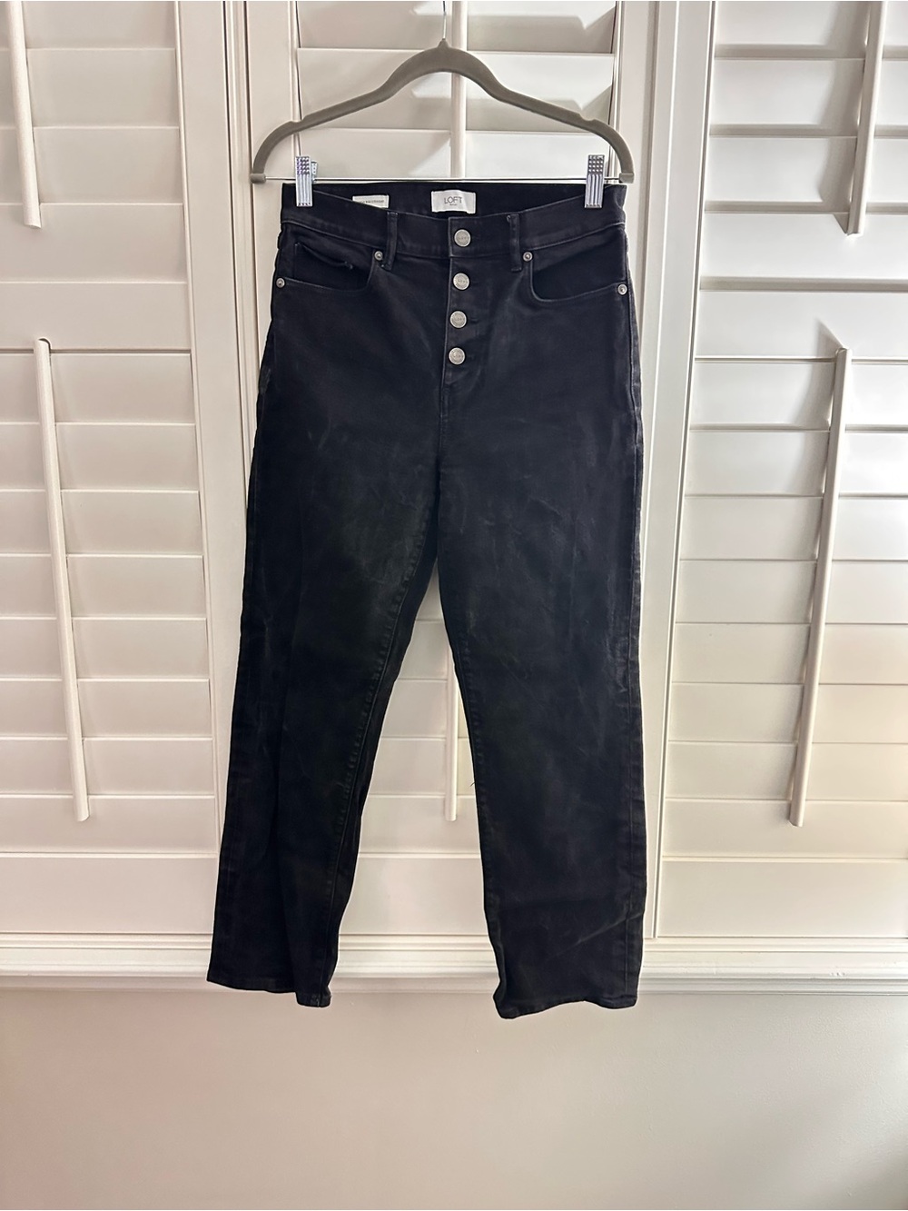 LOFT High-Rise Black Button-Front Jeans
